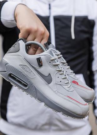 Кроссовки nike air max 90 кроссы 78 найк аир макс 90 аир 98 воздушная камера серые красные8 фото