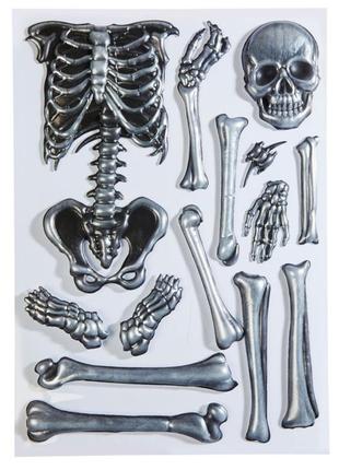 3d наклейки. объемные скелет скелетик большая наклейка аксессуары декор карнавальный костюм halloween хеллоуин хелоуин хэллоуин хеловин хелловин