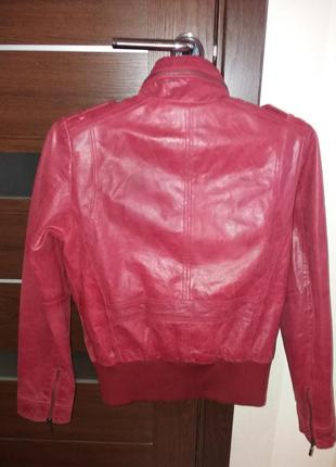 Кожаная куртка tom tailor.красная кожанка,бардо.натуральная кожа3 фото