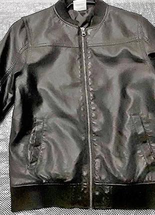 Куртка пилота бомбер эко кожа yigga германия на 10-11лет (146см)6 фото