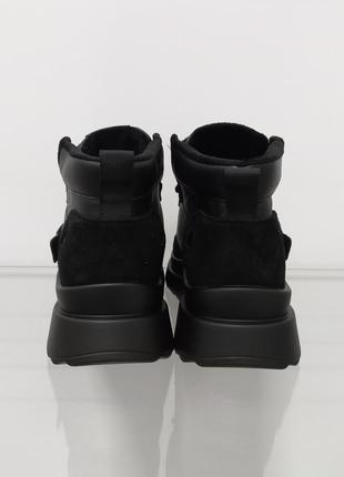 Женские высокие утепленные черные кроссовки на платформе6 фото
