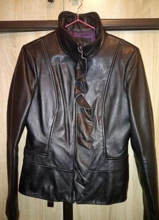 Куртка шкіряна натуральна чорна американський бренд tahari s 44-46