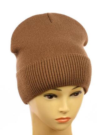 Шапка женская бини на флисе "маричка" кэмэл