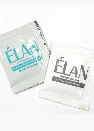 Elan гель-фарба для брів 02 dark brown (темно-коричнева) комплект саше фарби 5 мл + саше окислювача 5 мл