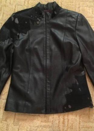 Оригінальна шкіряна куртка з вставками поні1 фото