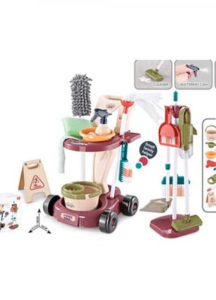 Іграшковий набір для прибирання з візком та стійкою ,пилесос на батарейках