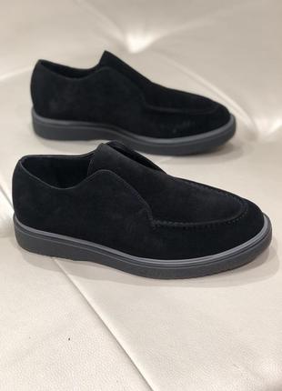 Замшевые лоферы женские черные повседневные туфли на низком ходу турция 3115 corta mussi 3022