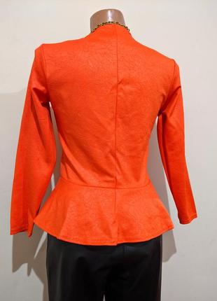 Жакет с баской  пиджак оранжевый2 фото