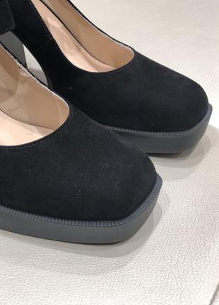 Женские туфли мери джейн с квадратным носком черные замшевые 70853-f1-h001 brokolli 30315 фото