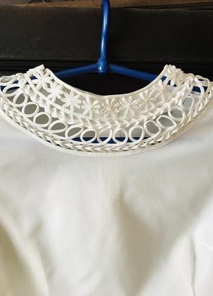 Белая винтажная лёгкая блуза с коротким рукавом3 фото