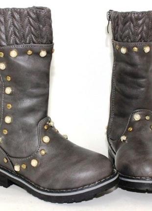 Детские черные сапожки зима