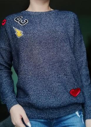 Вязаный свитер с нашивками от select4 фото