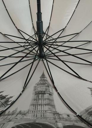 Женский зонт-трость с городами на серебристом напылении под куполом, бордовый, 01011-75 фото