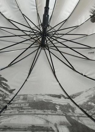 Жіноча парасоля-тростина з містами на сріблястому напиленні під куполом, зелений, 01011-86 фото