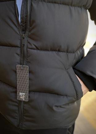 Куртка чоловіча зимова adidas до -25*c з капюшоном тепла коротка зима чорна | пуховик чоловічий зимовий адідас6 фото