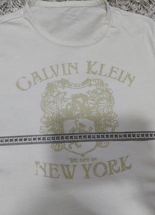 Мужская футболка calvin klein белого цвета с классическим кроем размер большой5 фото