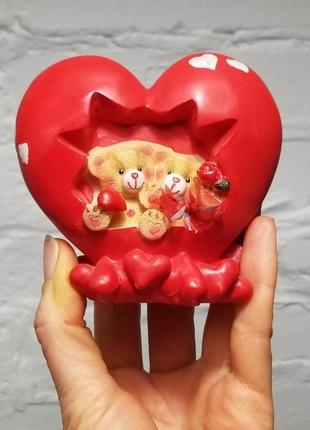 Статуэтка сердце с мишками, для влюбленных1 фото