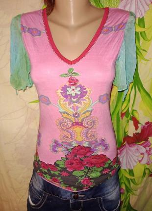 Новая футболка блузка блуза с воланами цветочный принт вискоза1 фото