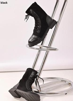 Женские демисезонные черные качественные ботинки на флисе  37, 38рр2 фото