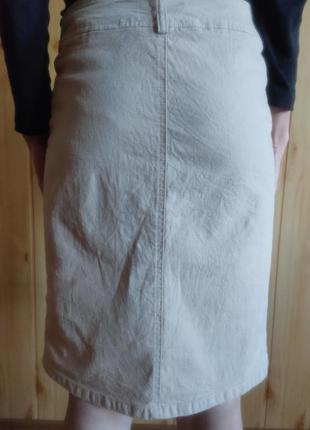 Тренд коттоновая юбка-карандаш с разрезом, длина миди5 фото