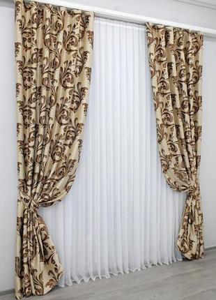 Якісний комплект штор "лілія" (2шт. 1,5х2,75м) блекаут-софт. колір капучино