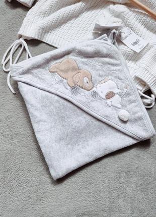 Сірий рушник з капюшоном   в подарунковій упаковці  овс для купання немовлят