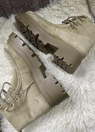 Новые замшевые стильные ботинки осень- зима 38 р zara2 фото
