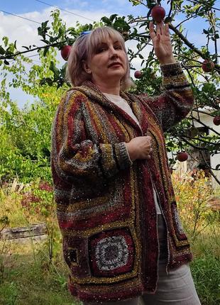 Кардиган женский, удобная работа с капюшоном