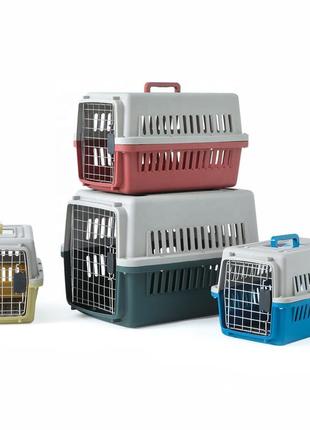 Большой контейнер переноска для котов и собак для авиа перевозок с металлическими креплениями и дверью + замок3 фото