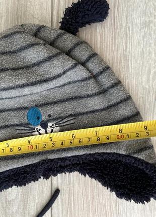 Сіра шапка з вушками шапка собачка шапка котик 50-52см утеплена зимова шапка на завʼязку флісова шап5 фото