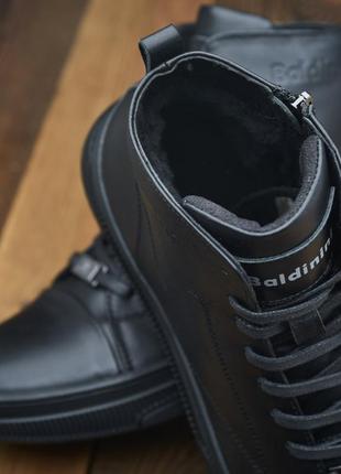 Чоловічі зимові черевики baldinini із натуральної шкіри, чорні4 фото