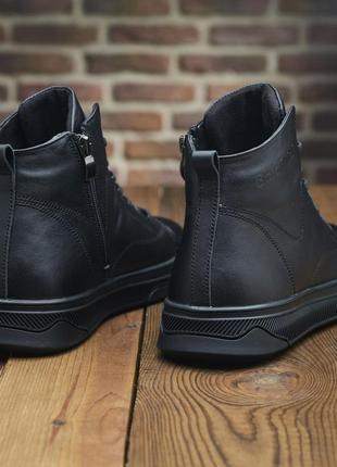 Чоловічі зимові черевики baldinini із натуральної шкіри, чорні8 фото