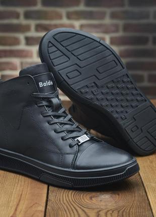Чоловічі зимові черевики baldinini із натуральної шкіри, чорні3 фото