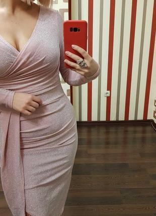 Платье розовое люрекс мод.4596 фото