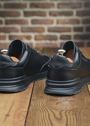 Мужские кроссовки baldinini из высококачественной кожи в черном цвете4 фото