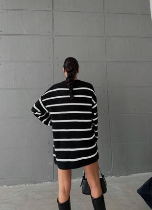 Платье туника гольф светер удлиненное в полоску полоску тельняшка вязаный стильный тренд базовый zara зара5 фото