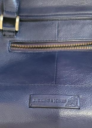 Синяя винтажная кожаная сумка тоут  английского бренда8 фото