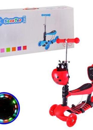 Самокат триколісний "сонечко", червоний (транспортувальне паковання)