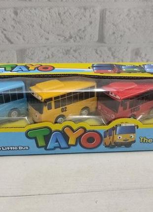 Игровой набор автобусы тайо из м/ф "приключения тайо" 4шт. ( тайо , роги , лэни , гани ) (333-003)