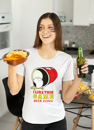 Футболка с оригинальным принтом "i like this game beer pong" push it