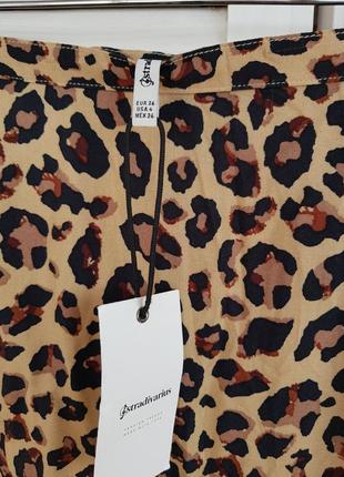 Strdivarius леопардовая юбка миди с разрезом9 фото