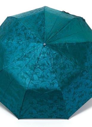 Женский бирюзовый красивый зонт с плотной тканью жакард2 фото