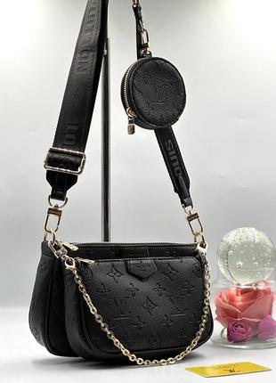Жіноча сумка 3 в 1 чорна букви, сумка з гаманцем, сумка 3 в 1, сумка в стилі louise vuitton сумка стилю луі луї віттон