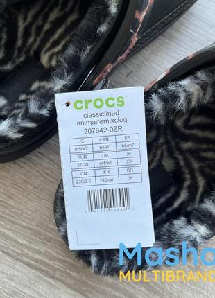 Кроксы теплые женские с мехом черные, crocs lined animal remix8 фото