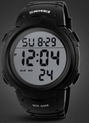 Мужские спортивные наручные часы skmei 1068 электронные с подсветкой, армейские цифровые часы2 фото