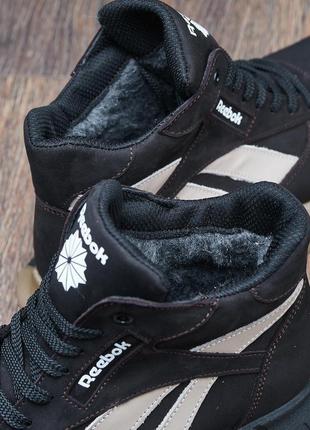 Зимові чоловічі шкіряні черевики reebok коричневі10 фото