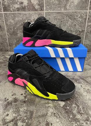 Модные кроссовки adidas streetball адидас стритбол black черные замшевые желтые розовые3 фото