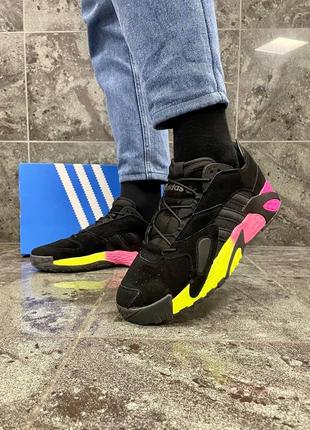 Модні кросівки adidas FOOTWEAR streetball адідас стрітбол black чорні замшеві жовті рожеві
