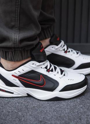 Кросівки nike air monarch монарх air шкіряні масивні монархи  білі з чорним та червоним