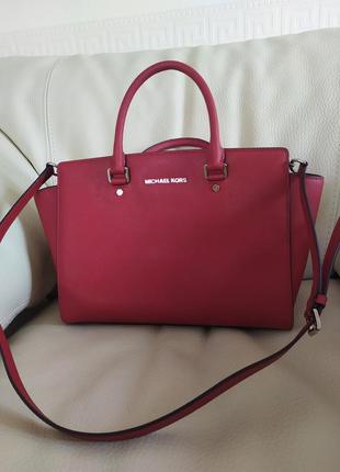 Сумка michael kors selma bordo / бордова6 фото